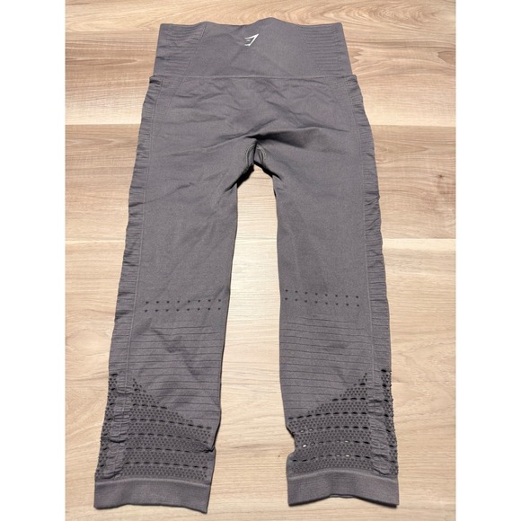 Gymshark Energy+ Seamless Leggings Womens S Grey Cropped High Waist Yoga Gym - Picture 5 of 8